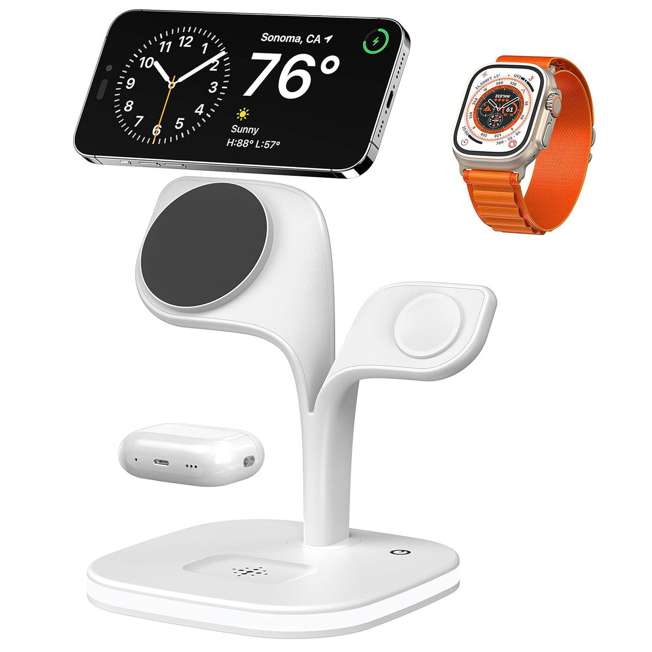 Trexonic 5-in-1 Fast Wireless Charging Station – White | Phone, Watch & Earbuds