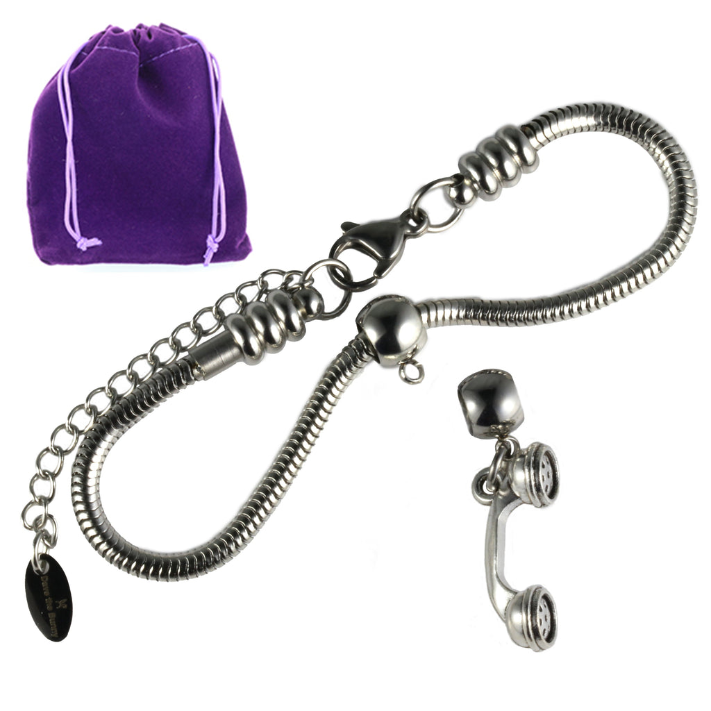 Elegant Stainless Steel Snake Chain Phone Bracelet, Cute Phone Charm with Durable Metal Alloy Charm