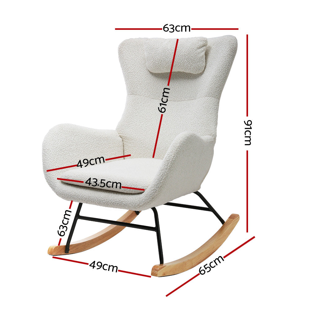 NNEDSZ Rocking Chair Armchair Pillow Boucle White