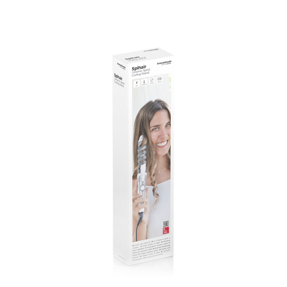InnovaGoods Ceramic Spiral Curling Iron - 190°C Professional Hair Curler