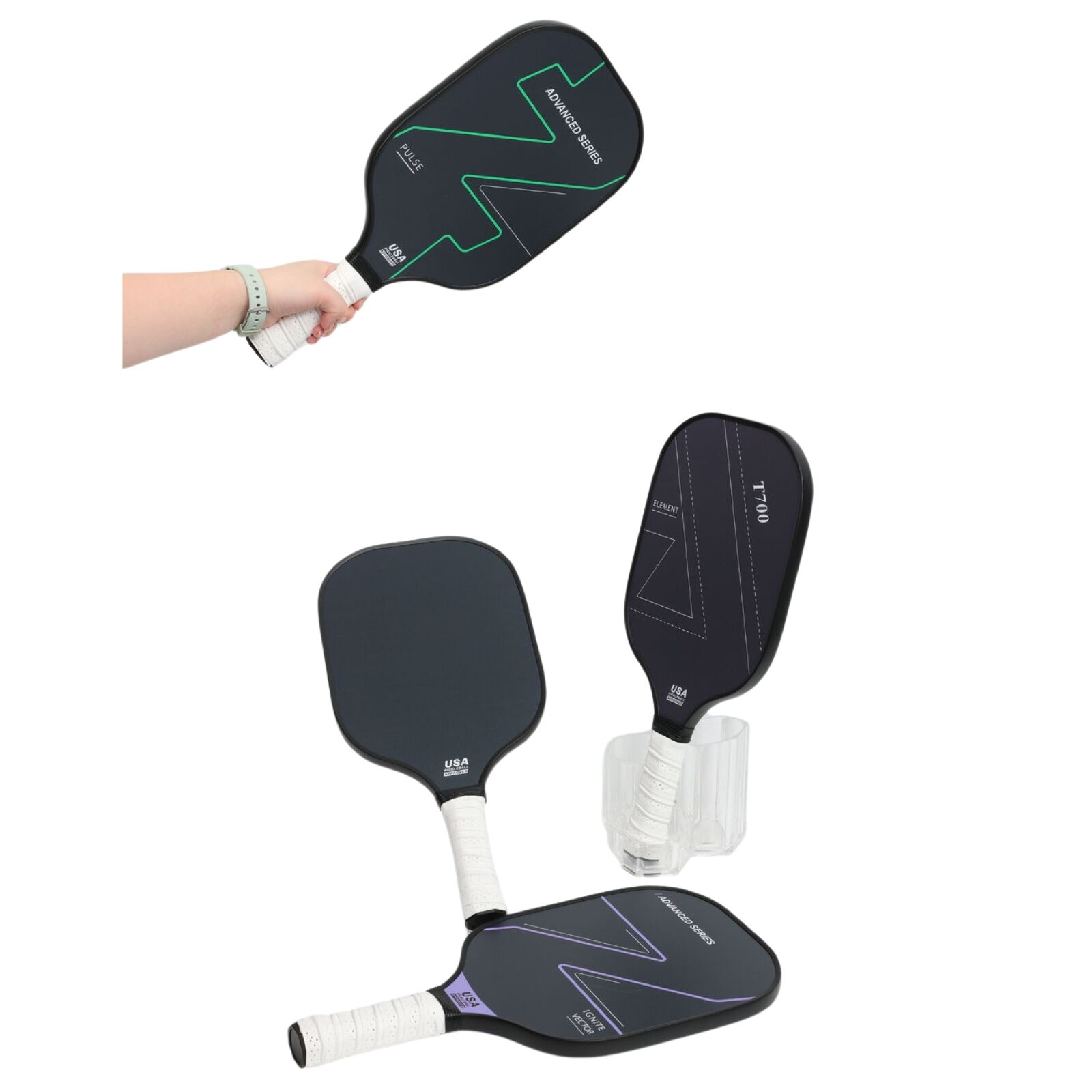Graphite Carbon Fiber Pickleball Paddle Set of 4 – Honeycomb Core & Non-Slip Grip
