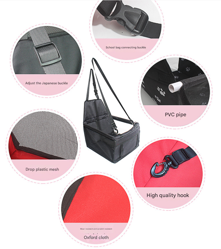 NNEDSZ Red Portable Pet Car Seat for Dogs and Cats - Adjustable Car Seat Cover, Pet Travel Car Carrier with Safety Belt