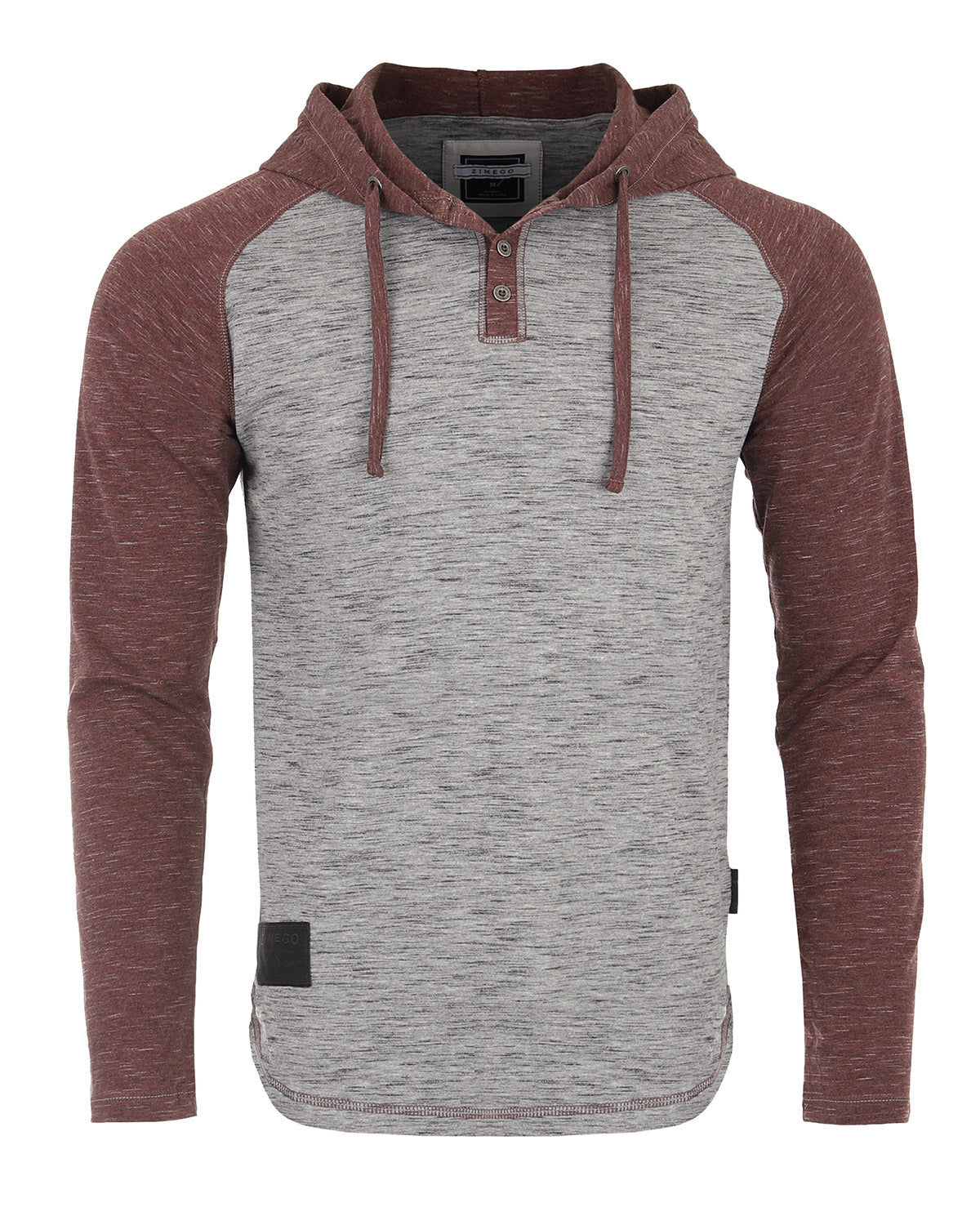 ZIMEGO Color Block Hooded Henley - Long Sleeve Pullover