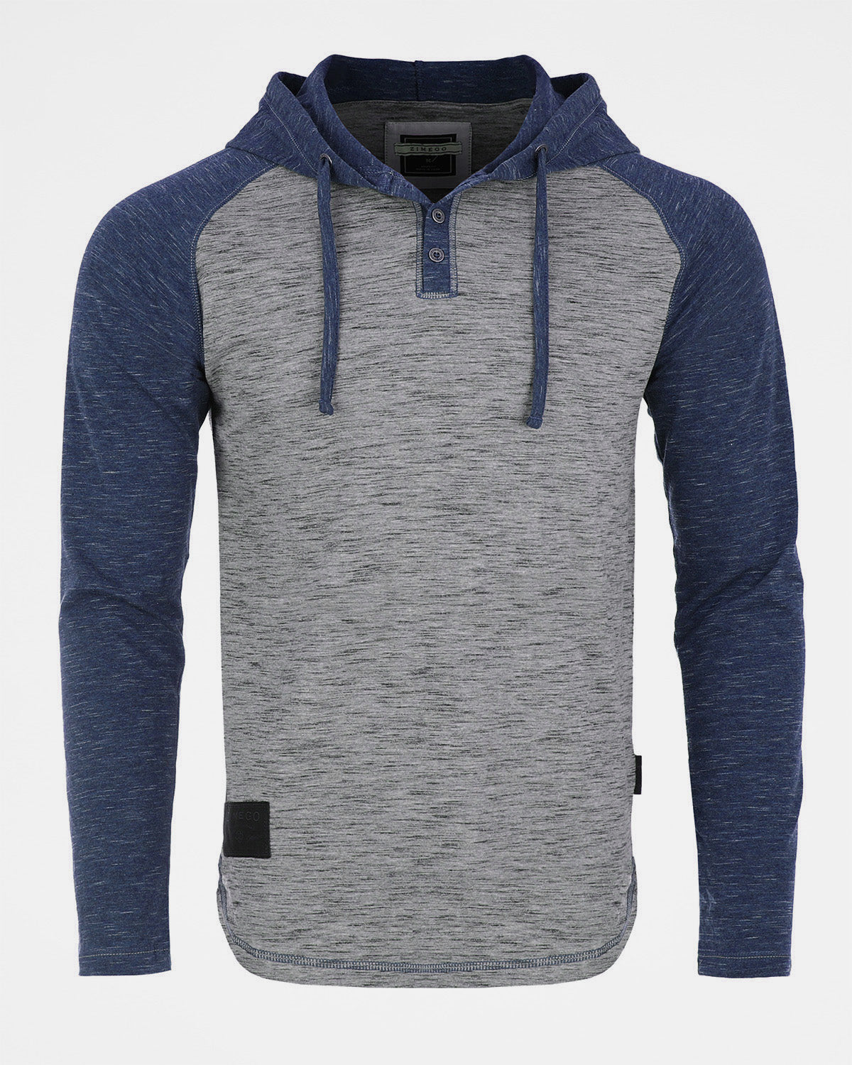 ZIMEGO Color Block Hooded Henley - Long Sleeve Pullover