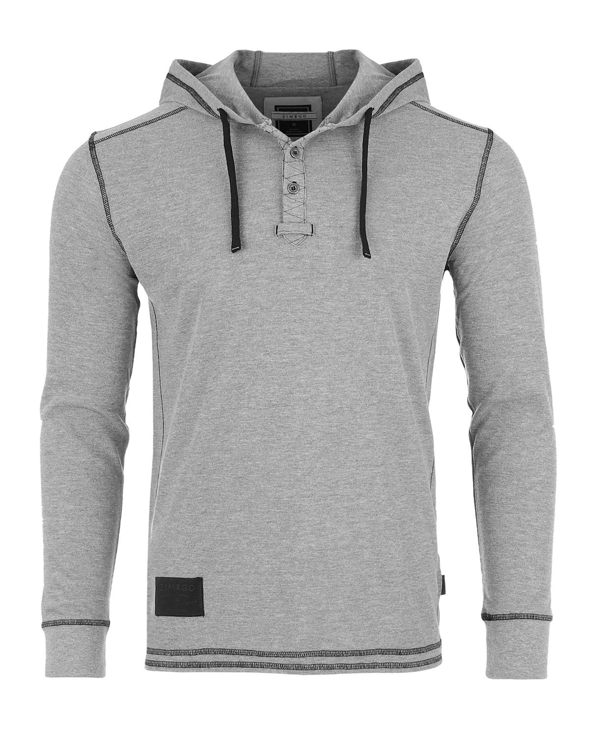 Vintage Thermal Hooded Henley - Lightweight Long Sleeve Pullover