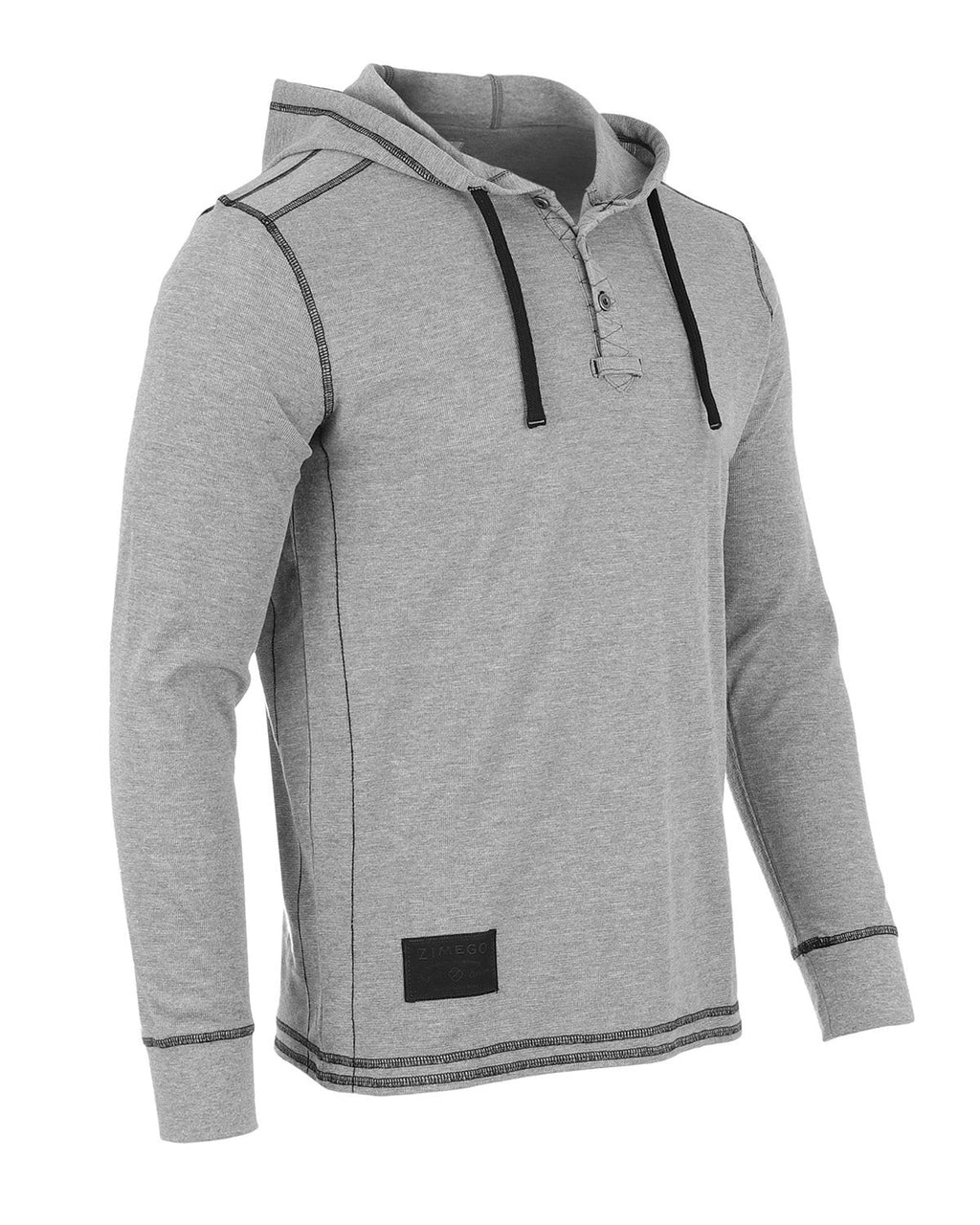 Vintage Thermal Hooded Henley - Lightweight Long Sleeve Pullover
