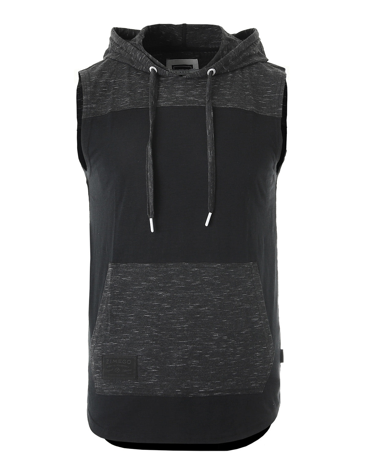 ZIMEGO Men's Color Block Sleeveless Pullover Kangaroo Pocket Workout Hooded Tank
