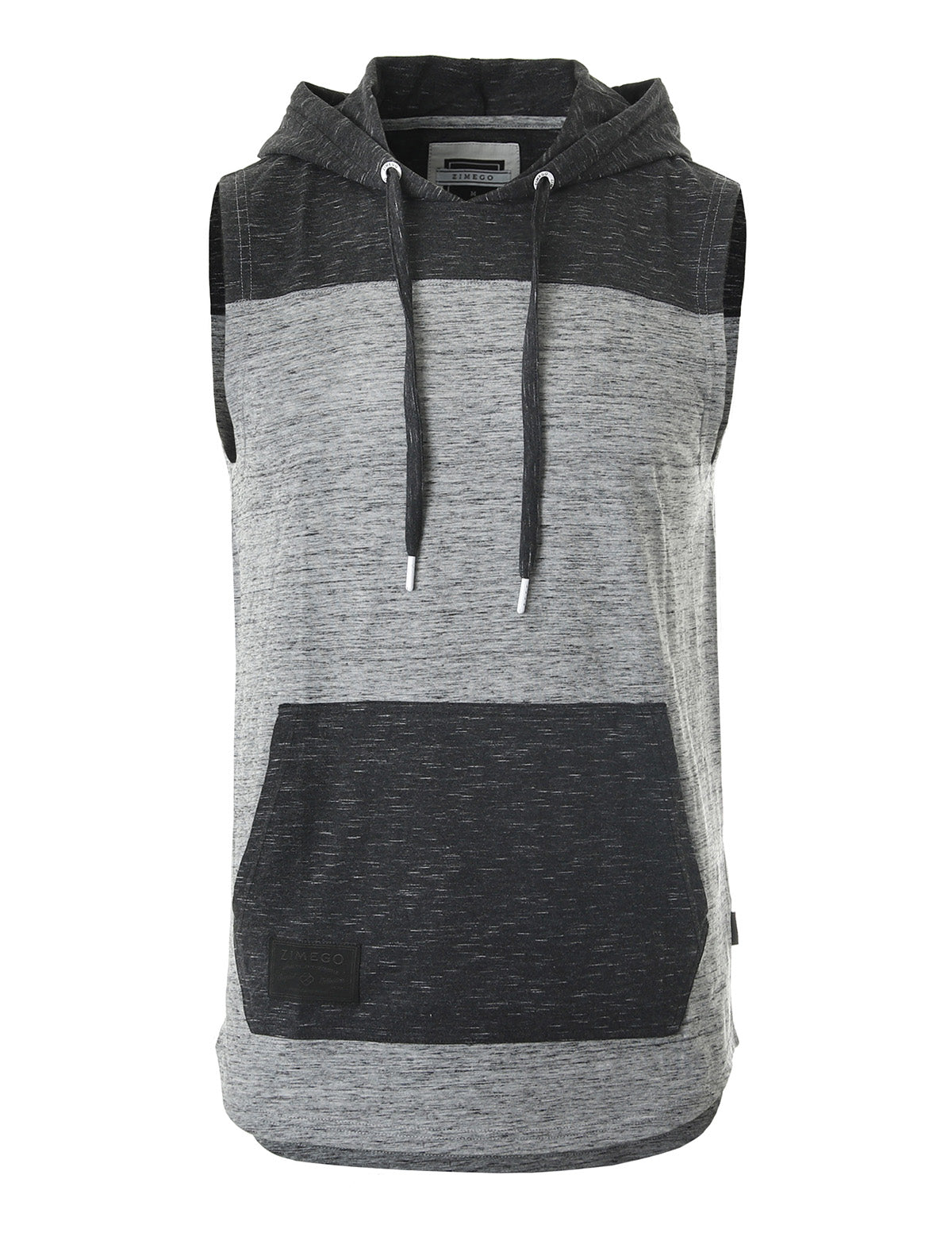 ZIMEGO Men's Color Block Sleeveless Pullover Kangaroo Pocket Workout Hooded Tank