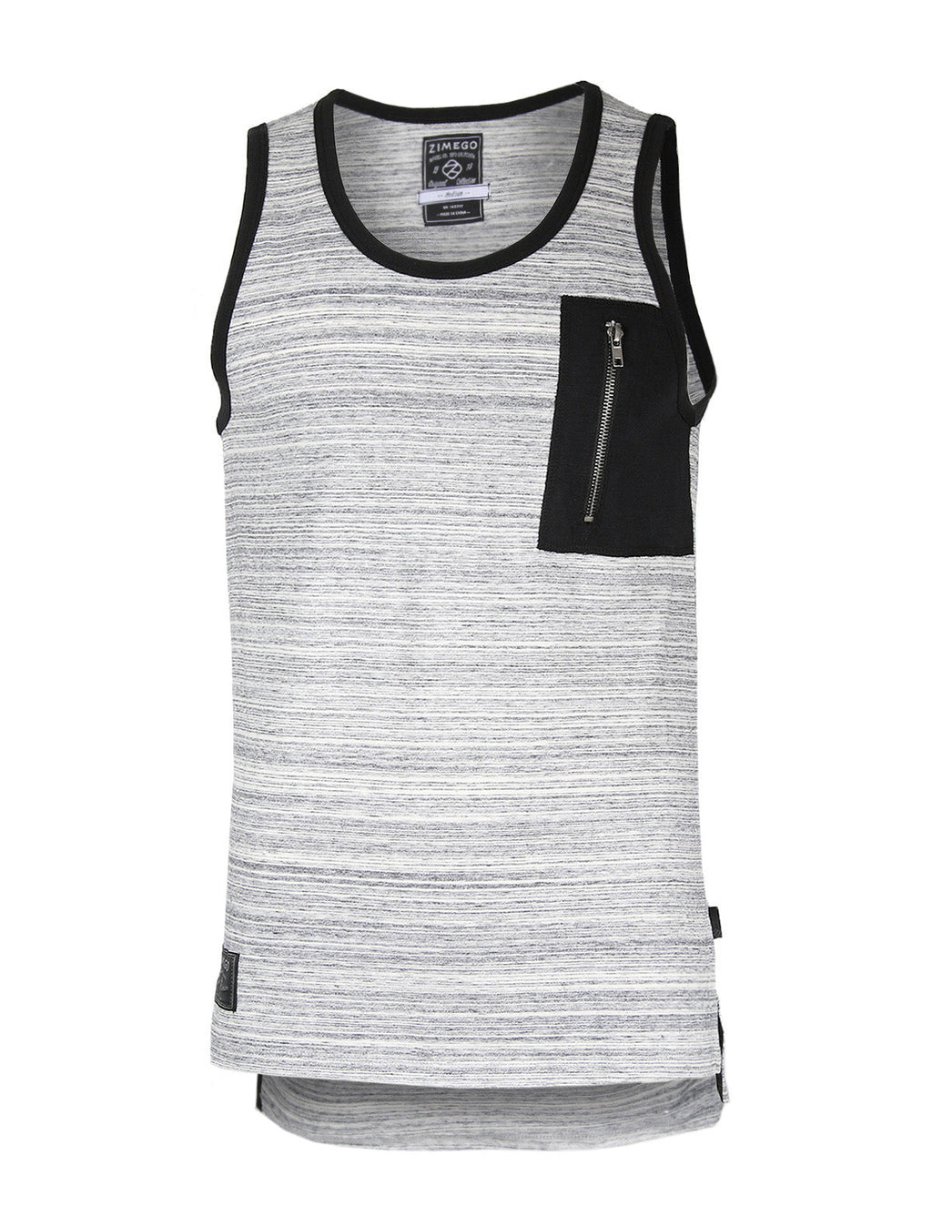 Men's Longline Tank Top – Side Slit, Zipper Chest Pocket & Extended Length