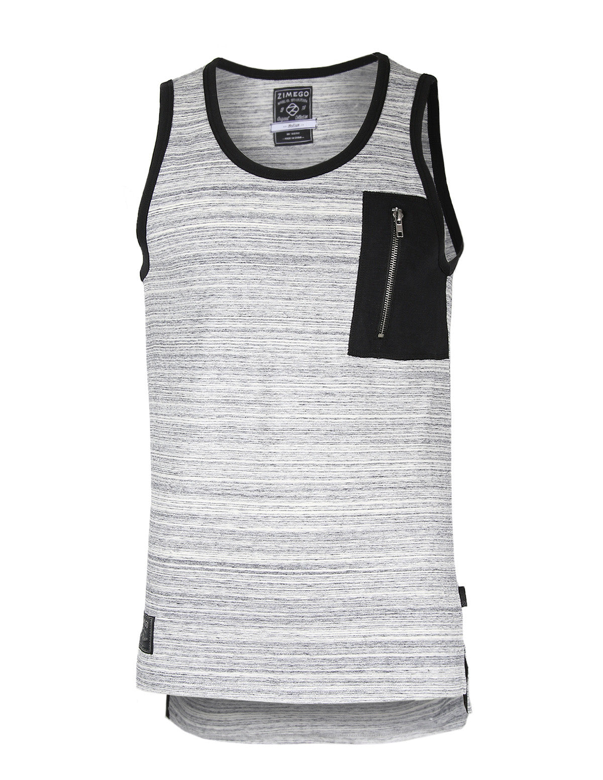 Men's Longline Tank Top – Side Slit, Zipper Chest Pocket & Extended Length