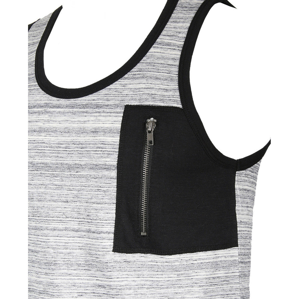 Men's Longline Tank Top – Side Slit, Zipper Chest Pocket & Extended Length