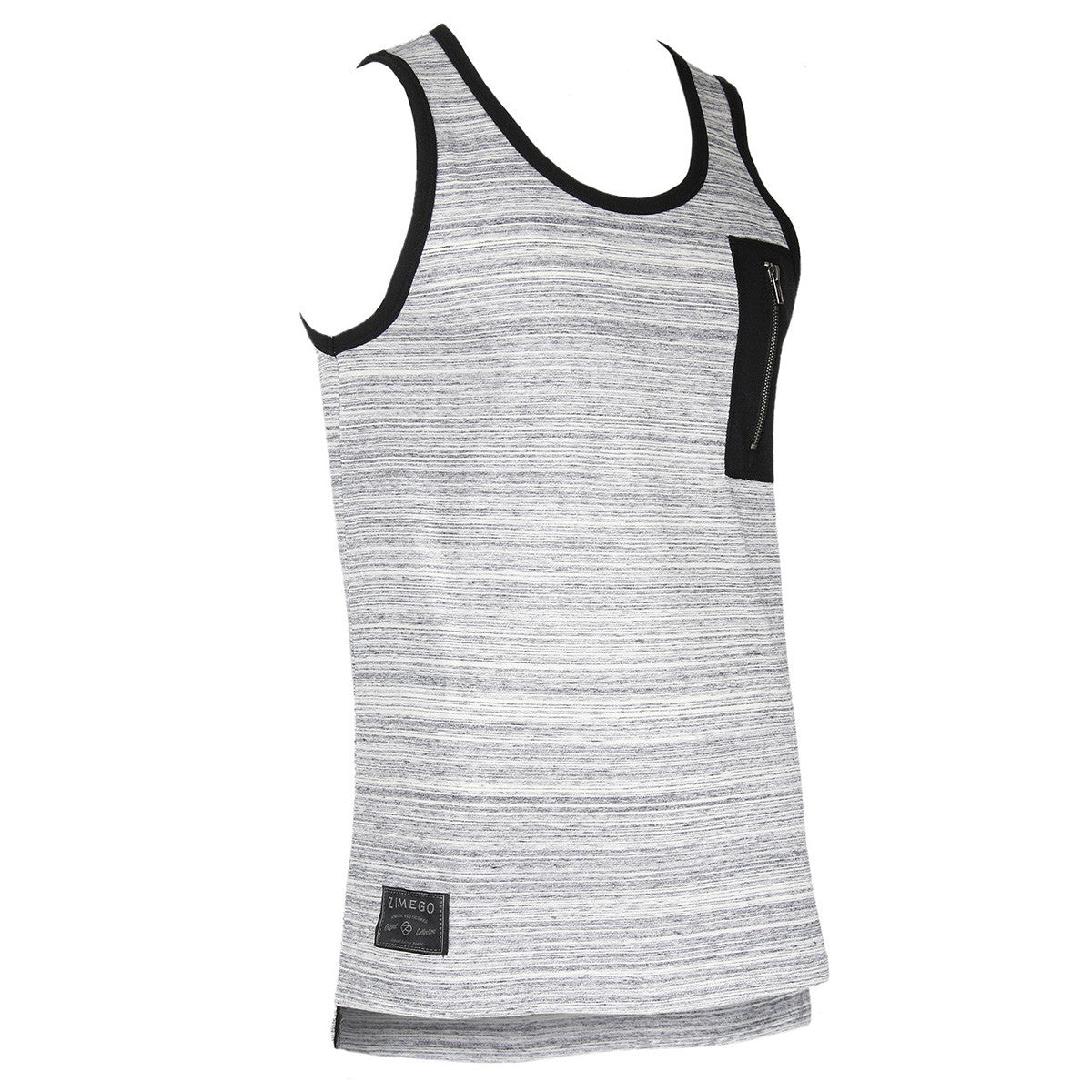 Men's Longline Tank Top – Side Slit, Zipper Chest Pocket & Extended Length