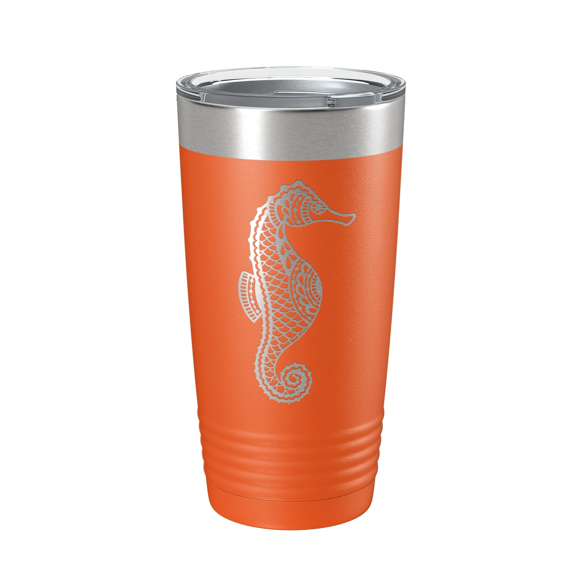 Seahorse Tumbler Zentangle Travel Mug Insulated Laser Engraved Coffee Cup 20 oz