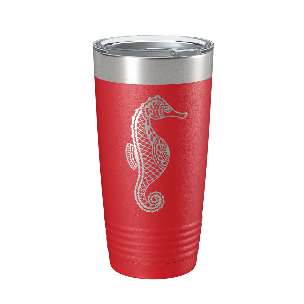 Seahorse Tumbler Zentangle Travel Mug Insulated Laser Engraved Coffee Cup 20 oz