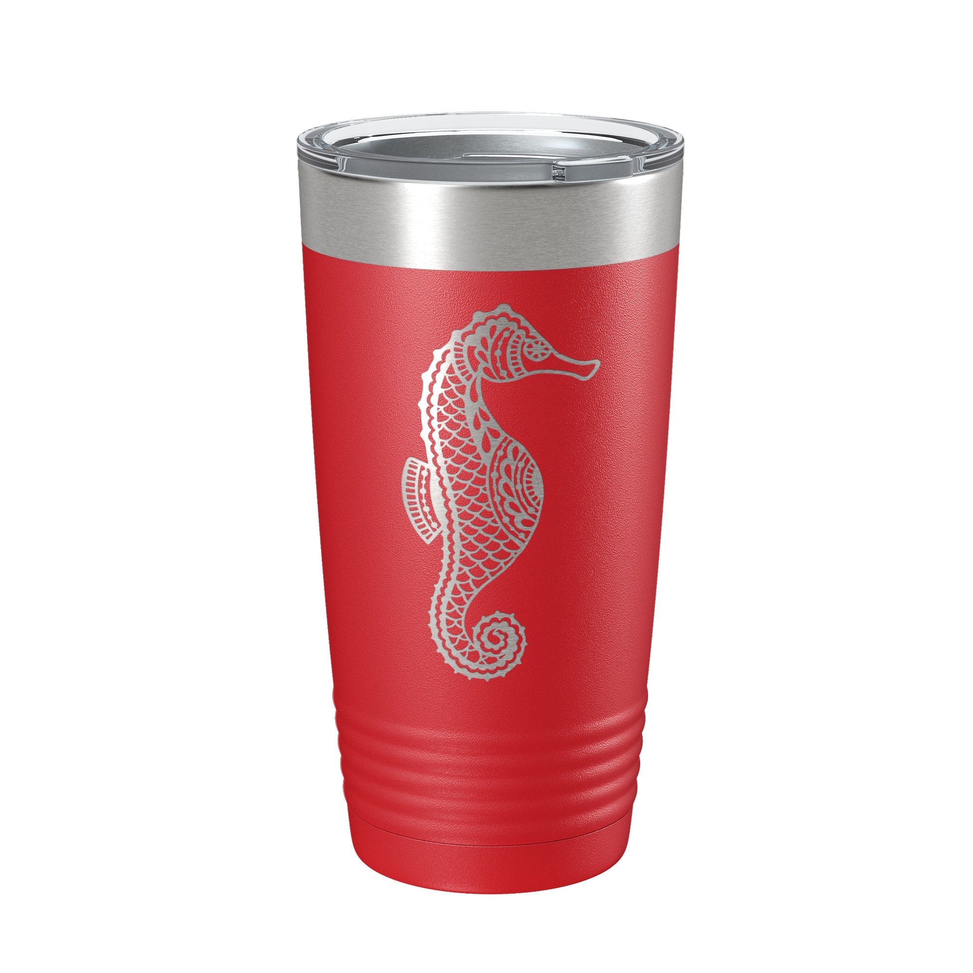 Seahorse Tumbler Zentangle Travel Mug Insulated Laser Engraved Coffee Cup 20 oz