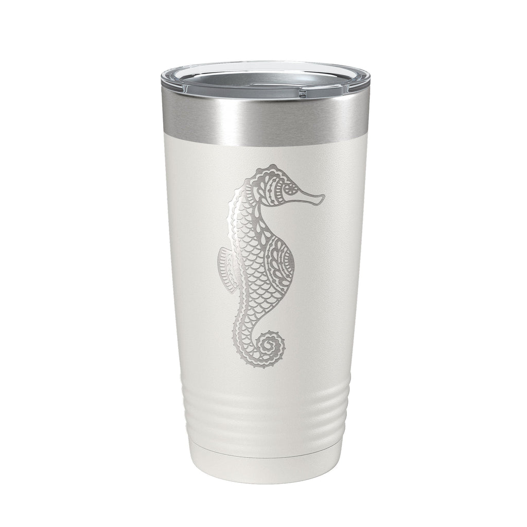 Seahorse Tumbler Zentangle Travel Mug Insulated Laser Engraved Coffee Cup 20 oz