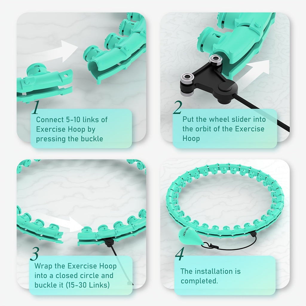 Weighted Fitness Hoop – 30 Sections, 11 Massage Nodes & Adjustable Fit