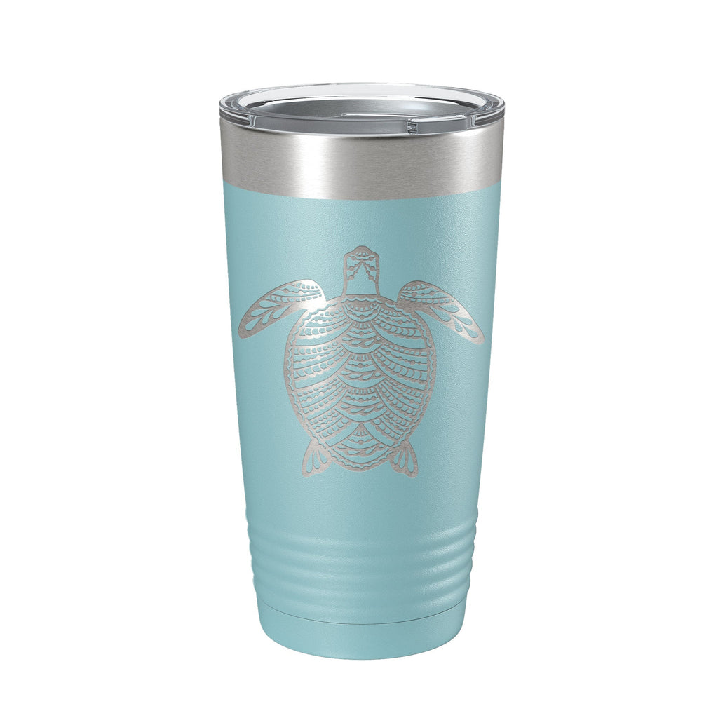 Sea Turtle Tumbler Zentangle Travel Mug Insulated Laser Engraved Coffee Cup 20 oz
