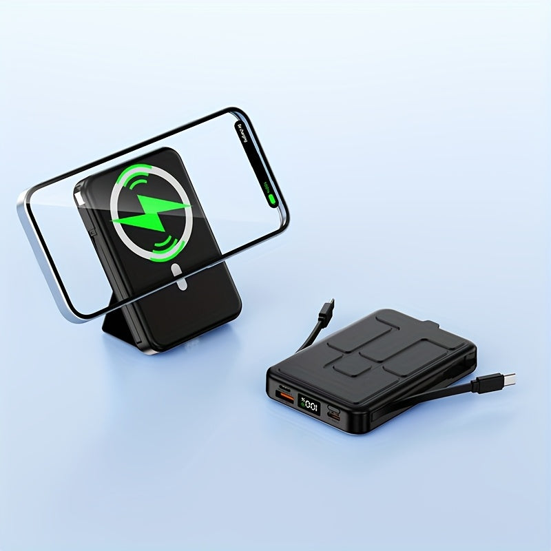 NNETM 10000mAh Magnetic Power Bank – Wireless Charging Portable Charger with Stand & LED Indicator