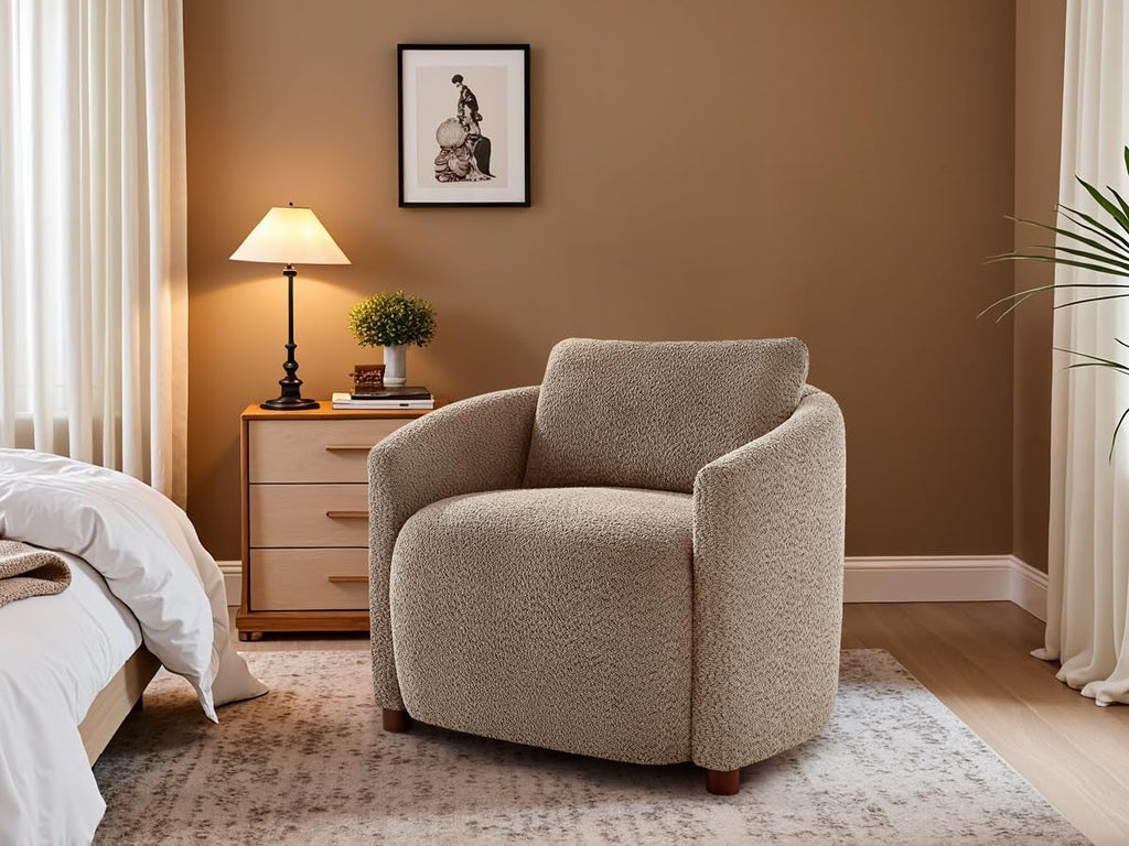 Boucle Barrel Chair Set 2 CloudSoftSherpaLounge Velvet