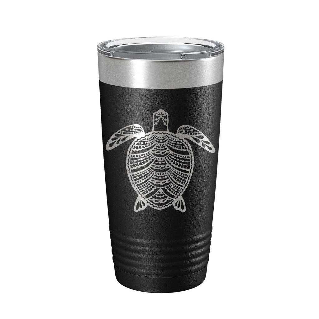 Sea Turtle Tumbler Zentangle Travel Mug Insulated Laser Engraved Coffee Cup 20 oz