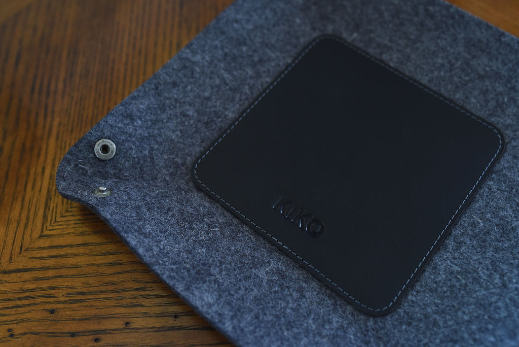 Wool Felt & Leather Desk Tray - Collapsible Organizer