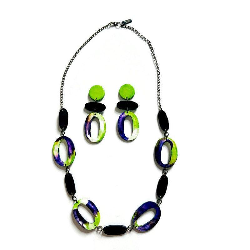 Extra Long Statement Earrings & Beaded Necklace – Handmade Polymer Clay | Sassy Sacha Jewelry