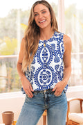 Women's Vintage Pintuck Tank Top – Crew Neck Sleeveless