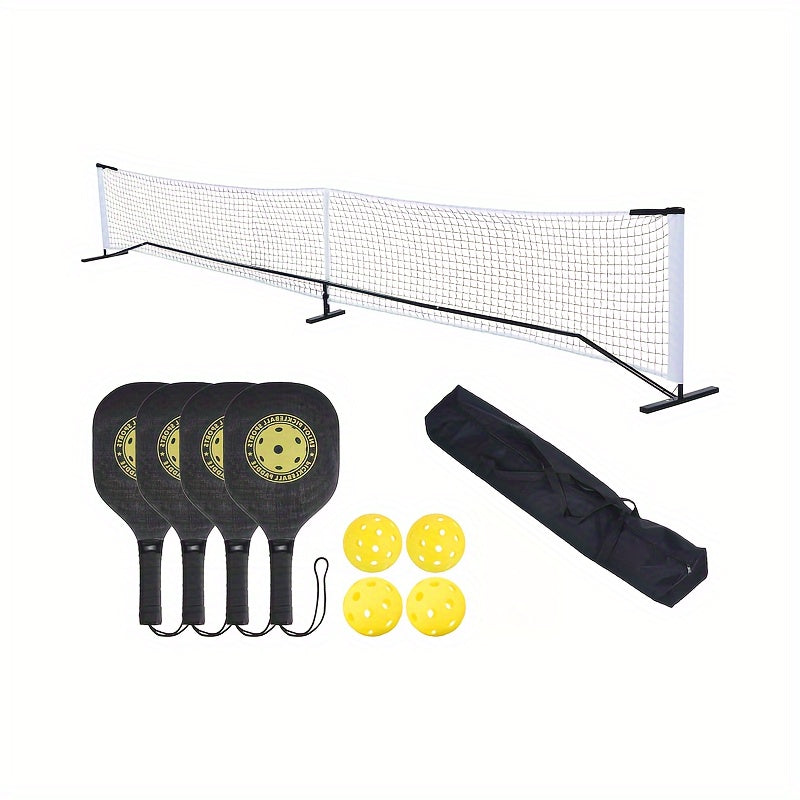 22ft Portable Pickleball Net Set – 4 Paddles, 4 Balls & Carrying Bag Included