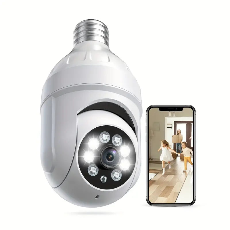 NNETM 1080p Smart Light Bulb Security Camera – 360° Pan/Tilt, Wi-Fi, Night Vision
