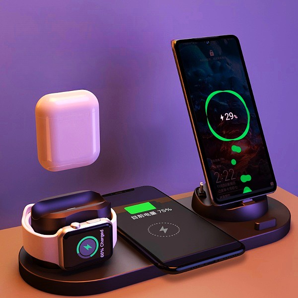 6-in-1 Wireless Charging Dock Station – iPhone & Apple Watch | 10W/15W Fast Charge