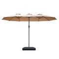 Centra 4M Double-Sided Patio Umbrella with Base & Stand – Khaki