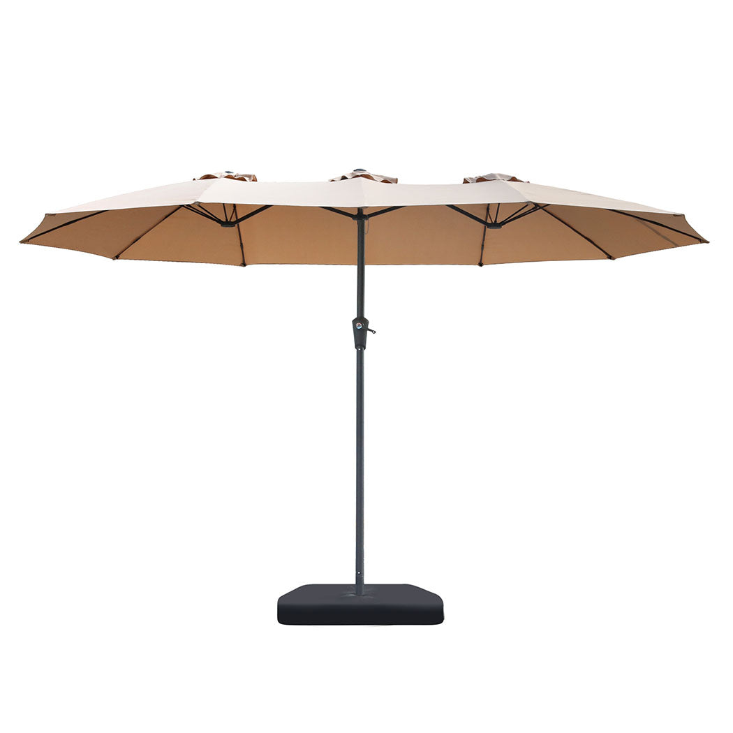 Centra 4M Double-Sided Patio Umbrella with Base & Stand – Khaki