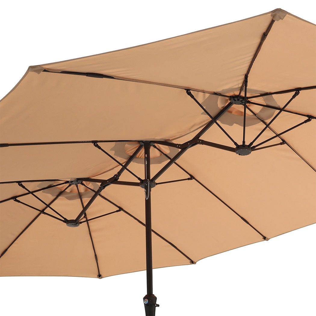 Centra 4M Double-Sided Patio Umbrella with Base & Stand – Khaki