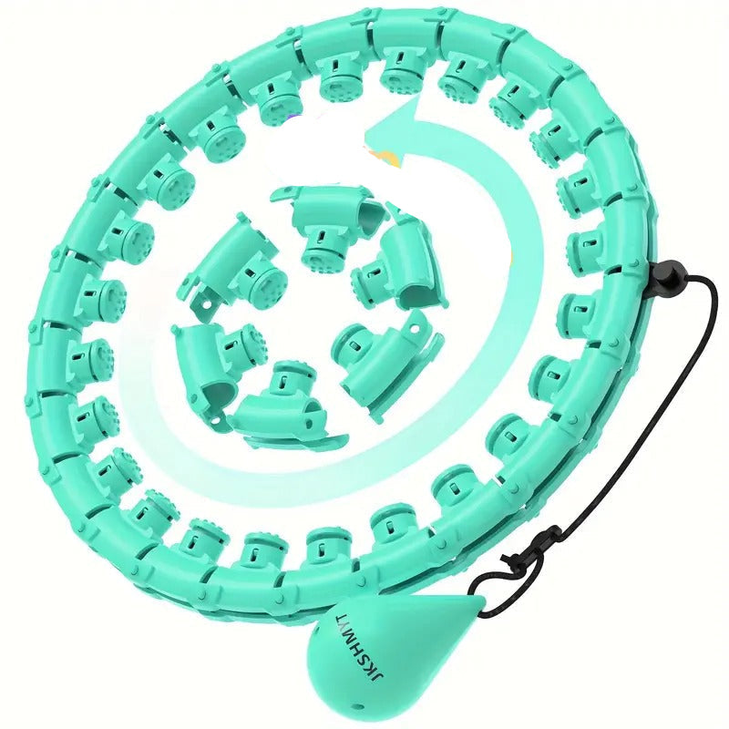 Weighted Fitness Hoop – 30 Sections, 11 Massage Nodes & Adjustable Fit