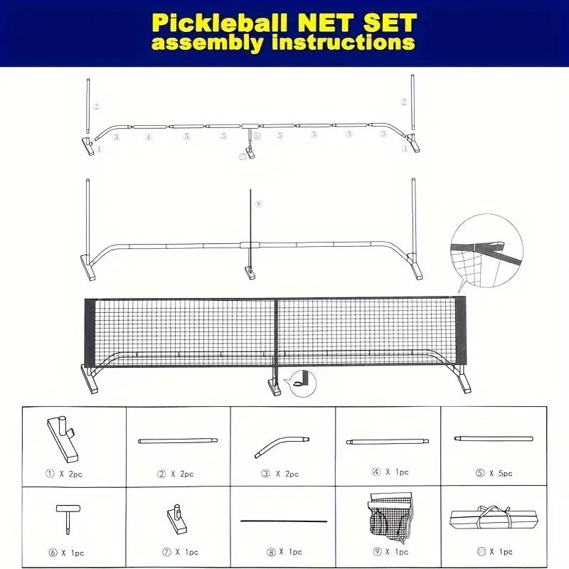 22ft Portable Pickleball Net Set – 4 Paddles, 4 Balls & Carrying Bag Included