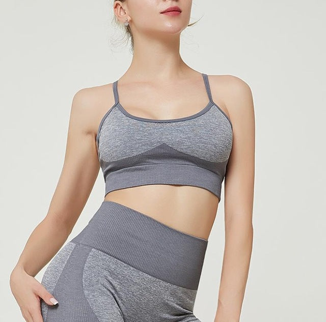 Women’s Seamless High-Waist Yoga Leggings & Sports Bra – 6 Colors, Sizes S–L