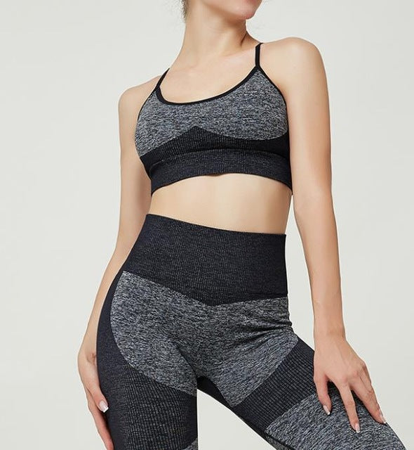 Women’s Seamless High-Waist Yoga Leggings & Sports Bra – 6 Colors, Sizes S–L