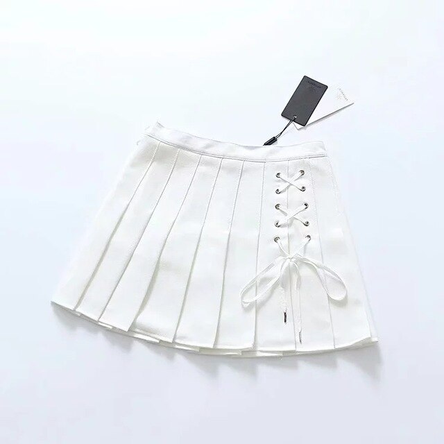 Women’s Pleated Tennis Skort – Lace-Up Detail, Preppy Mini Style