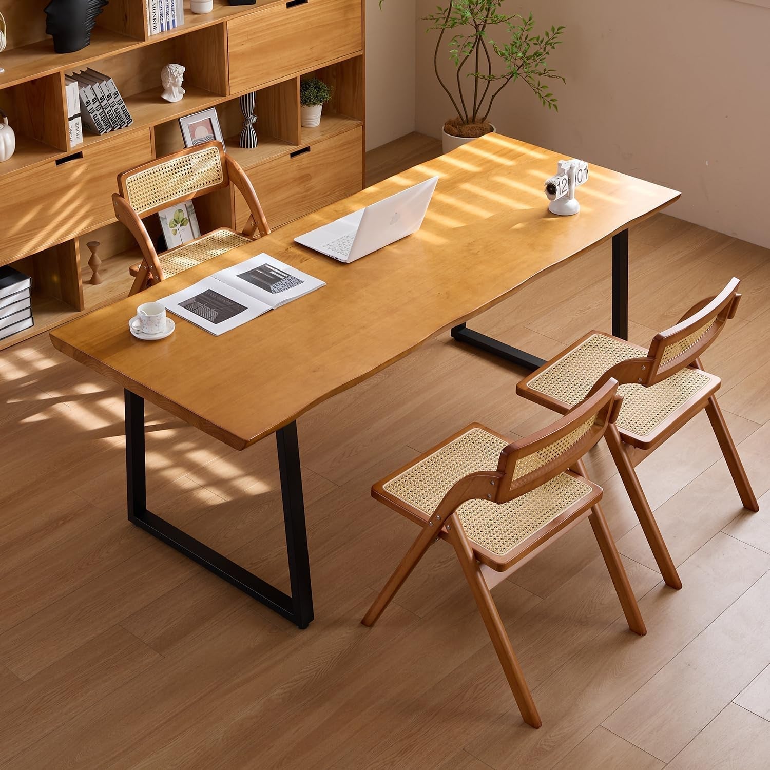 78" Solid Wood Administrative Desk - Dark Yellow Rustic Office Desk