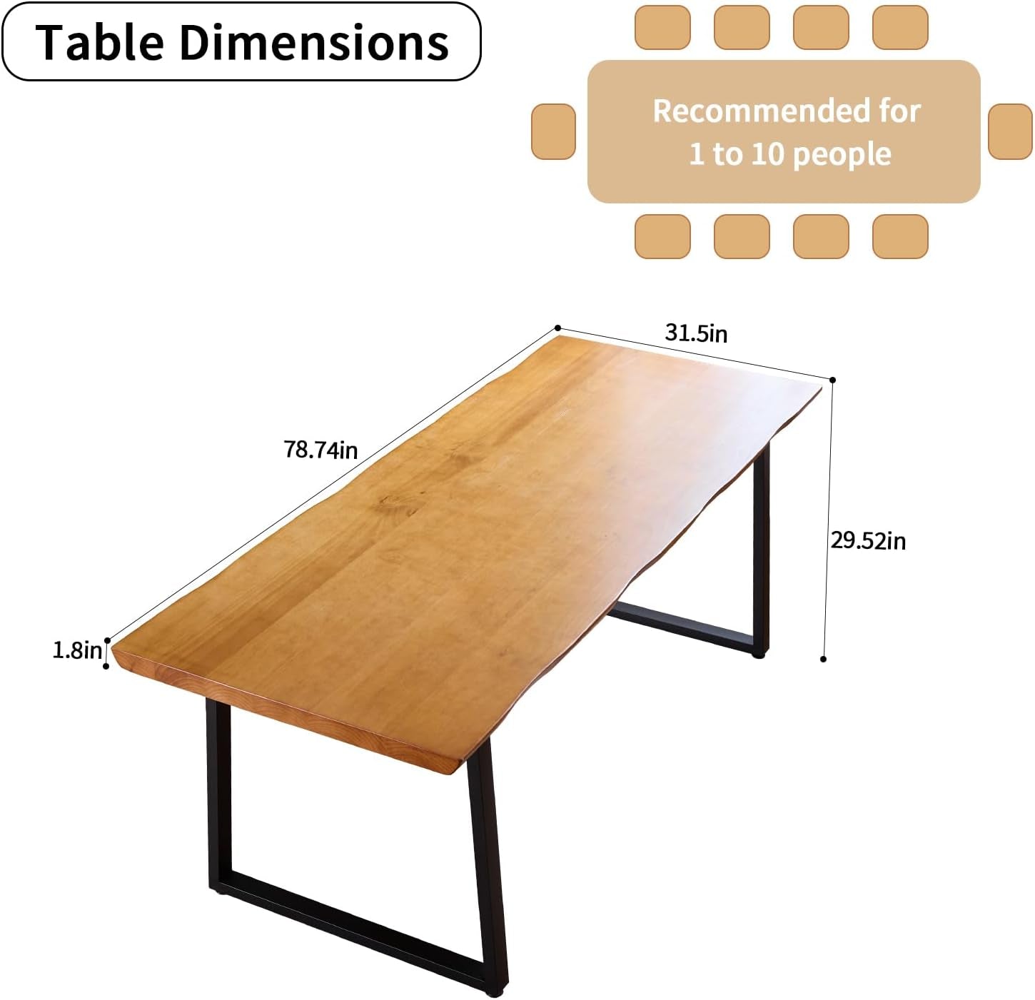 78" Solid Wood Administrative Desk - Dark Yellow Rustic Office Desk