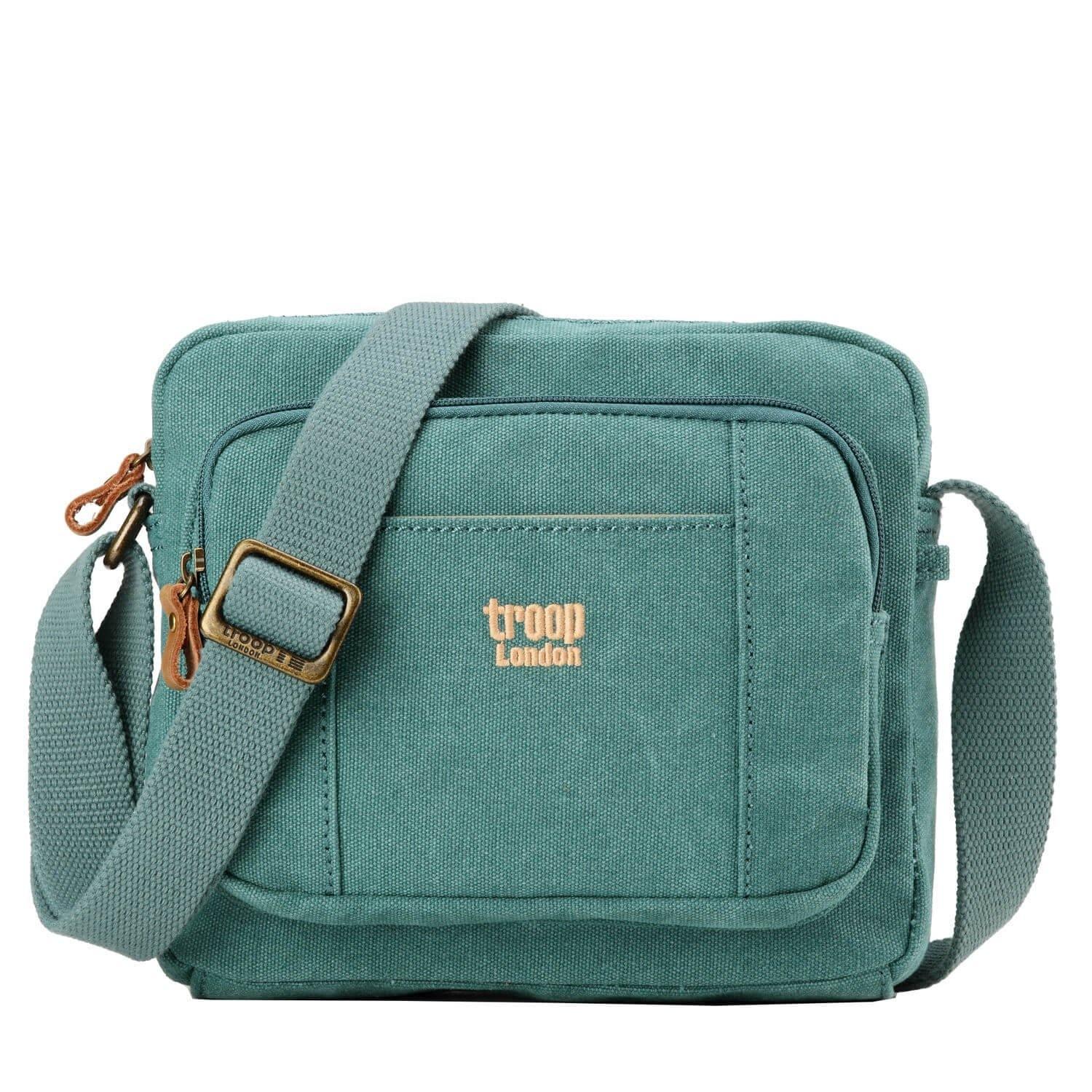 Troop London Classic Canvas Crossbody Bag | Leather Trim | TRP0235