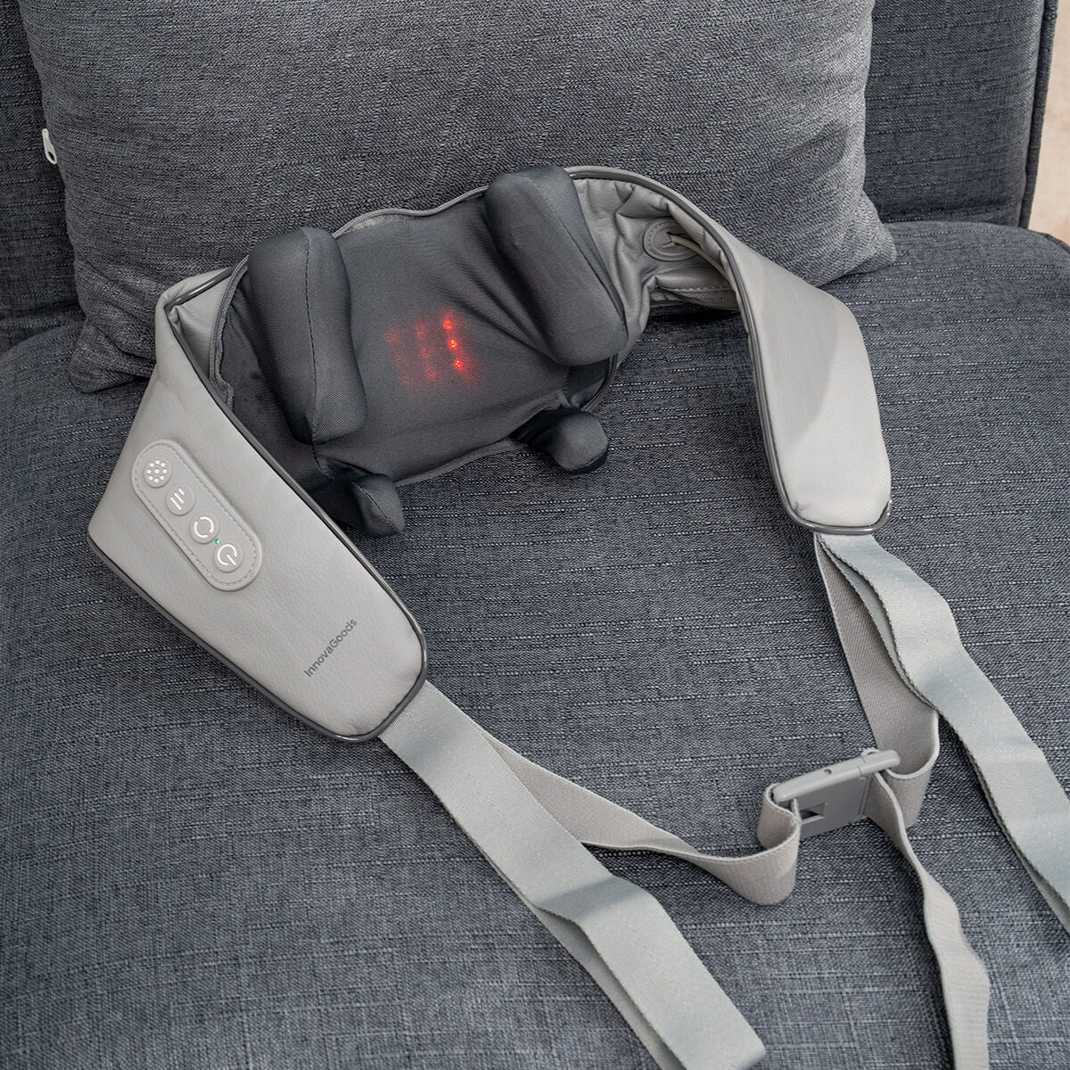 InnovaGoods Rechargeable 6D Neck & Back Massager – Hands-Free Kneading with Heat