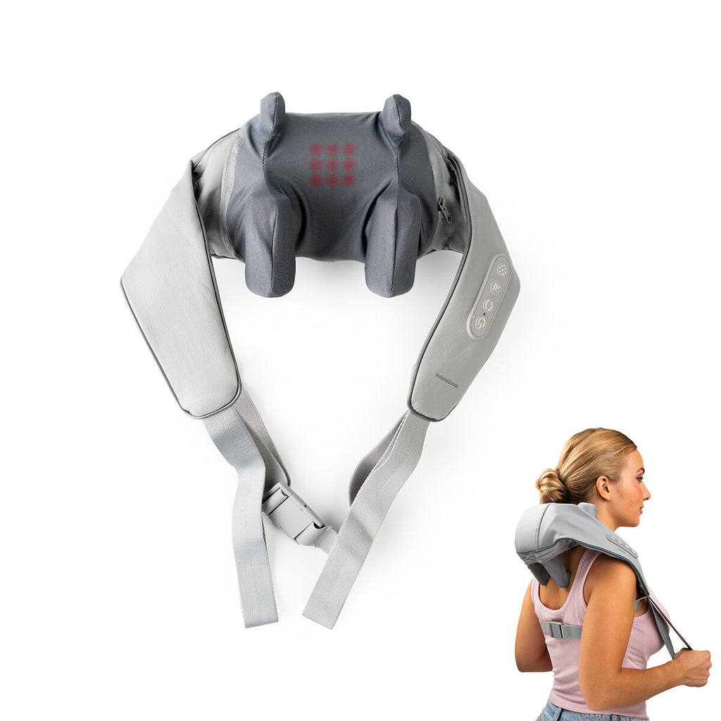 InnovaGoods Rechargeable 6D Neck & Back Massager – Hands-Free Kneading with Heat