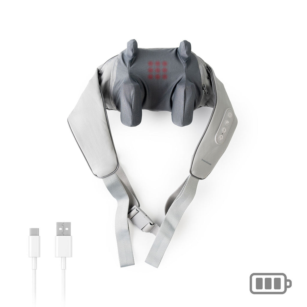 InnovaGoods Rechargeable 6D Neck & Back Massager – Hands-Free Kneading with Heat