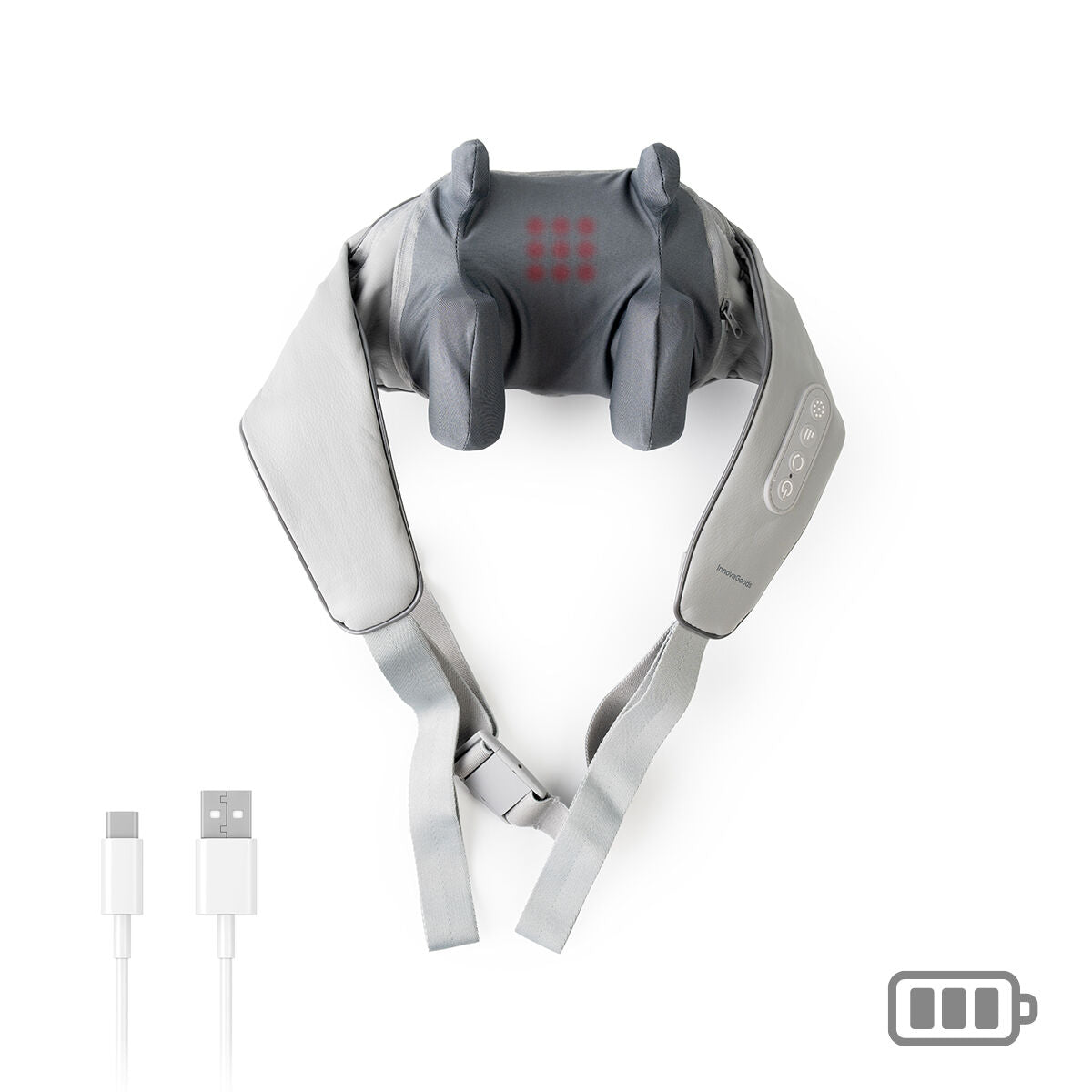 InnovaGoods Rechargeable 6D Neck & Back Massager – Hands-Free Kneading with Heat